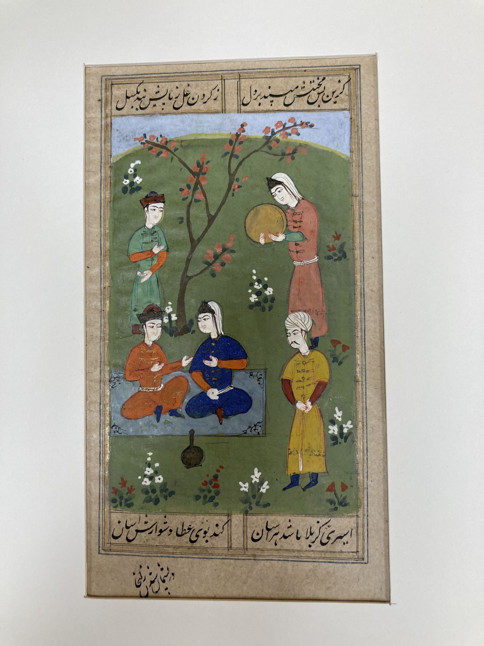 Indo-Persian School, 5 gouache on paper, book illustrations with calligraphic inscriptions verso, largest 20 x 11cm approx., unframed